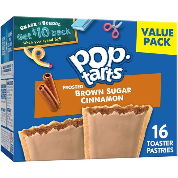 Pop-Tarts Frosted Brown Sugar Cinnamon Toaster Pastries, Breakfast Foods, Shelf-Stable, 27 oz (16 Count)