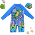thumbnail image 2 of Ymyiu Bathing Suit Toddler Boy Boys Toddler Rash Guard Swimsuit Long Sleeve UPF 50+ Sun Protection One Piece Zipper Swimwear Sunsuit Baby Beachwear Size 9-10 Years (Blue,9-10 Years), 2 of 9
