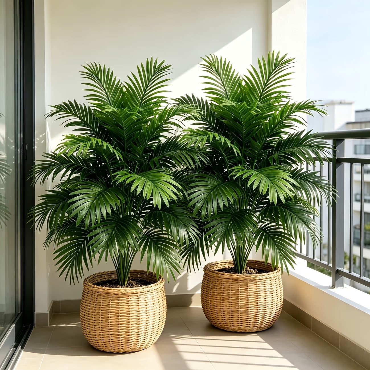 2 Pack Artificial Palm Trees, UV Resistant Fake Tropical Plant, Faux Greenery for Indoor Outdoor Home Patio Pool Garden Decoration
