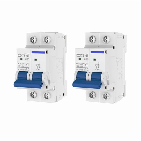 1PCS 2P MCB 10A 16A 20A 25A 32A 40A50A63A Circuit Breaker DZ47Z 500V/1000V Din Rail Mount DC Disconnect Switch for Solar PV System