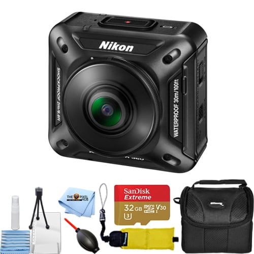 Nikon Keymission 360 4k Action Camera Black Action Bundle With 32gb Microsd Gadget Bag Floaty Strap Blower Microfiber Cloth And Cleaning Kit Walmart Com Walmart Com