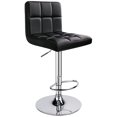 thumbnail image 1 of Léopard Tabourets de Bar, Tabouret de Bar Pivotant Réglable en Cuir PU Moderne avec Dossier, 1 Chaise (Noir), 1 of 15