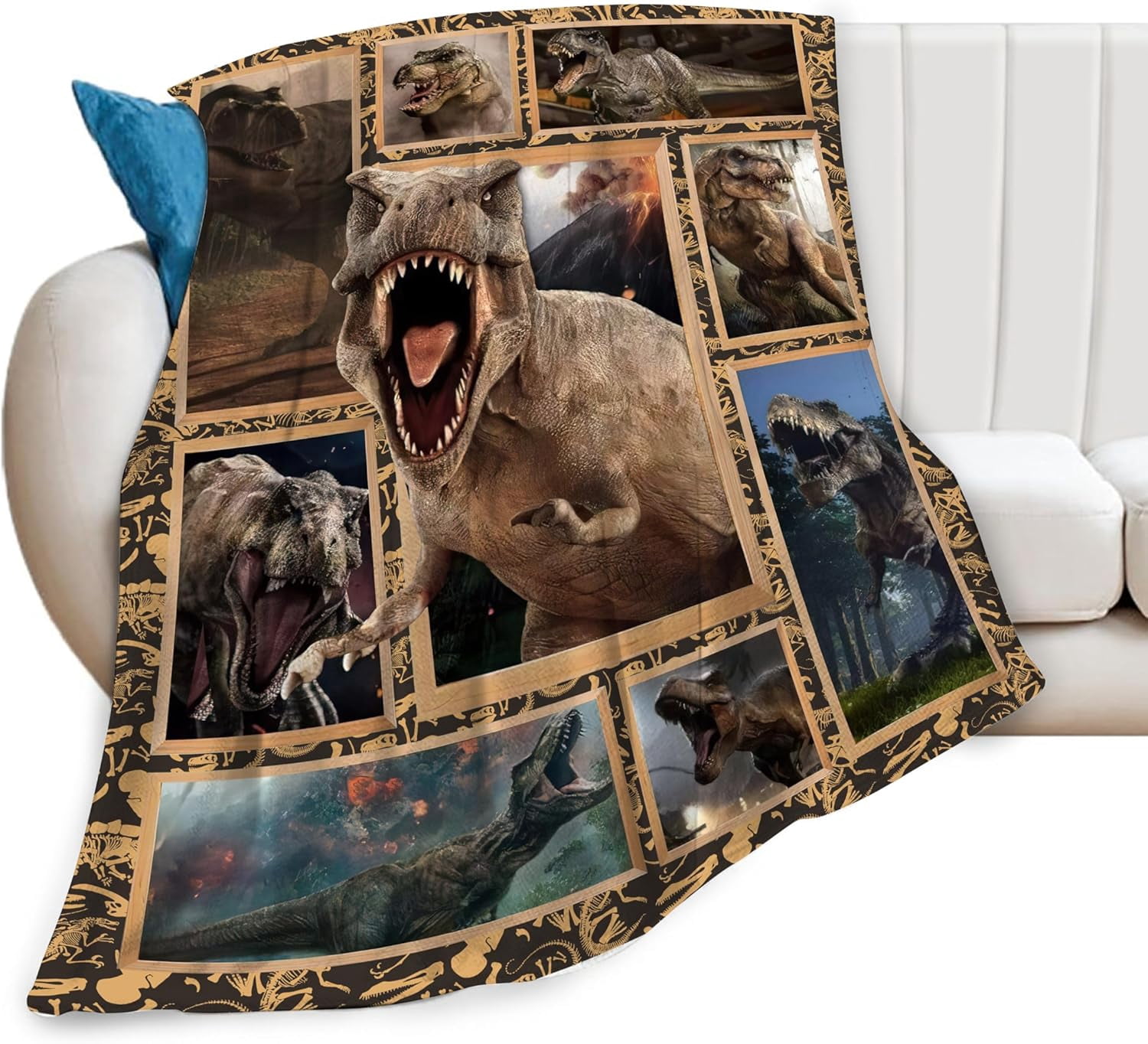 Cool Dinosaur Blanket Dino Throw Blanket 3D Animals Print Plush Fuzzy Fleece Blanket for Girls Boys Super Soft Warm Cozy Flannel for Kids Teens Adults Bed Sofa 80"x60"