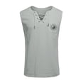 thumbnail image 2 of LNZGNM Men's Tank Top Lace-Up Linen Sleeveless Tank Top, Breathable Summer Tank Top Sleeveless Workout Tank for Men,Gray(XXXL), 2 of 5