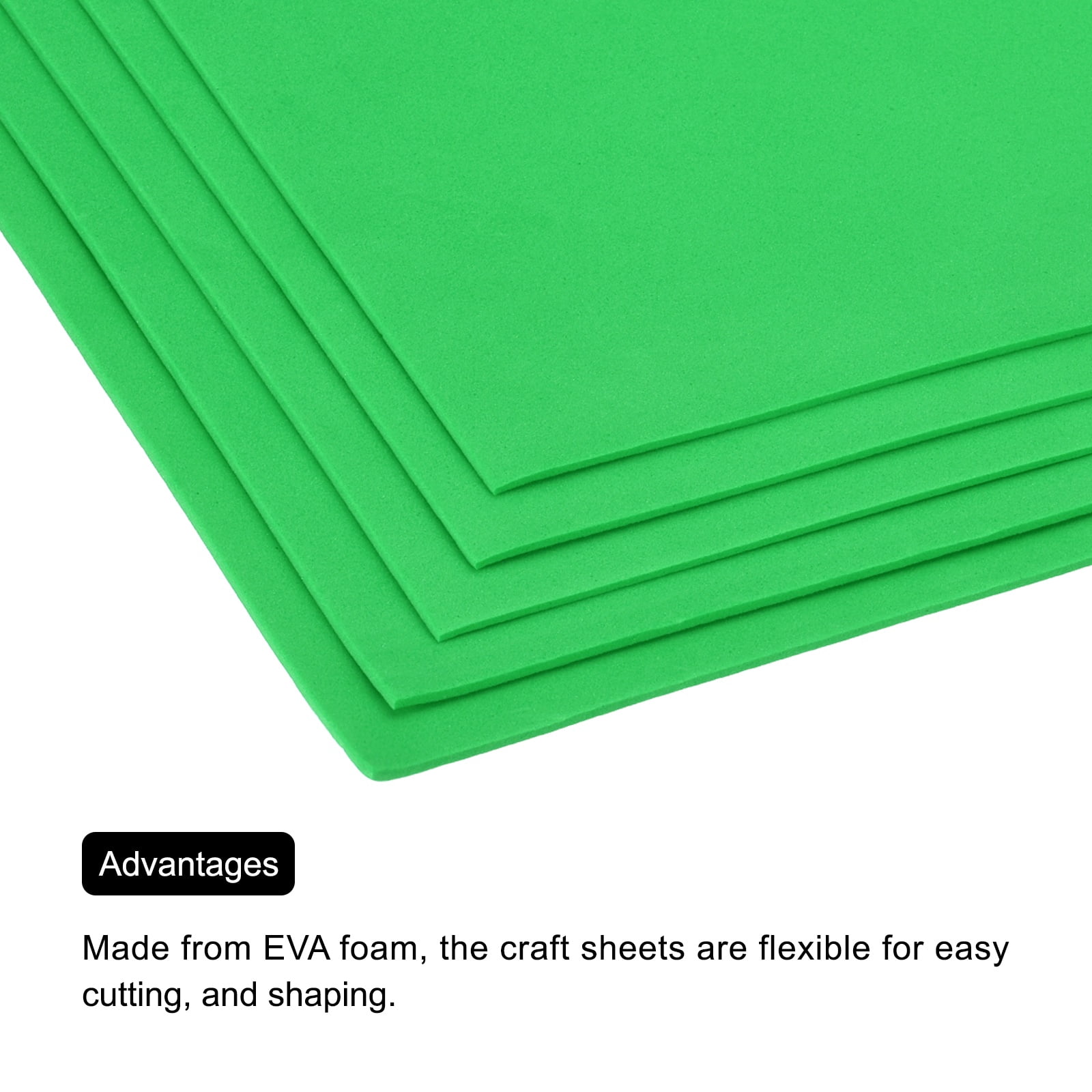 Uxcell EVA Foam Sheets Bright Green 35.4 Inch x 19.7 Inch 2mm Thick Crafts Foam Sheets for Costumes, Arts and Crafts Projects Pack of 5