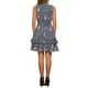 thumbnail image 3 of INSPIRE CHIC Vestidos de gasa para mujer, vestido mini sin mangas con flores, estilo A-Line, color gris azul, 3 of 6
