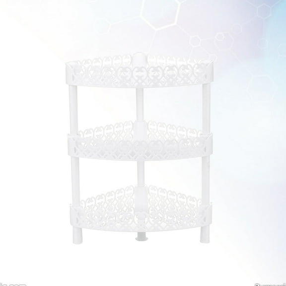 Worgeous Three Tier Plastic Storage Shelves Rack Corner Organizer Desk Stand for Bathroom and Kitchen (Triangle Purple)