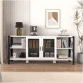 thumbnail image 2 of JERFIT 80 inch Industrial Farmhouse TV Stand with Storage, White Entertainment Center for Living Room, Modern Wood & Metal TV Console for up to 80 inch TVs, 2 of 10