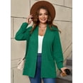 thumbnail image 3 of SHOWMALL Women's Plus Open Front Fall Cardigan V Neck Sweater Long Sleeve Causal Button Down Soft 3X Green Warm Knit Cardigan, 3 of 9