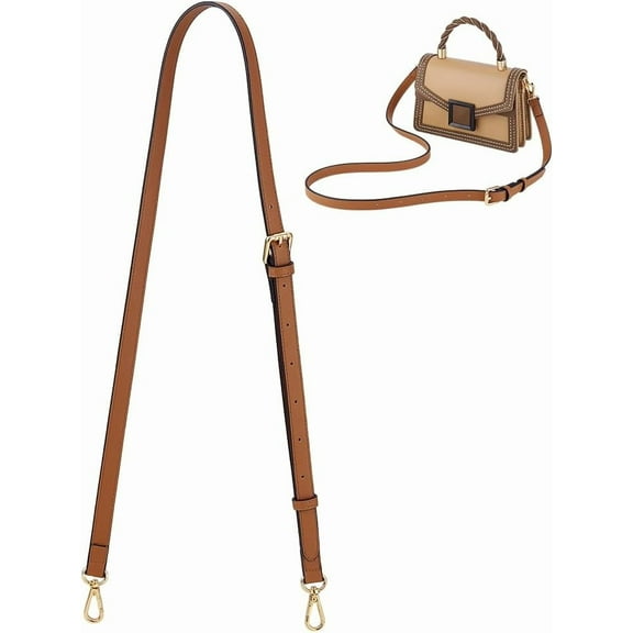 PH Genuine Leather Purse Strap 40~53 Inch Crossbody Strap Adjustable Replacement Handle Long Purse Handle with Golden Buckles for Crochet Bags Shoulder Bags Brown Camel DIY