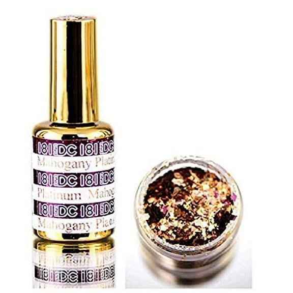 DND DC PLATINUM Gel Polish, Premium Gel Polish for Nails Containing Glitter, Daisy Nails (with bonus side Glitter) Made in USA (Mahogany Platinum (181))