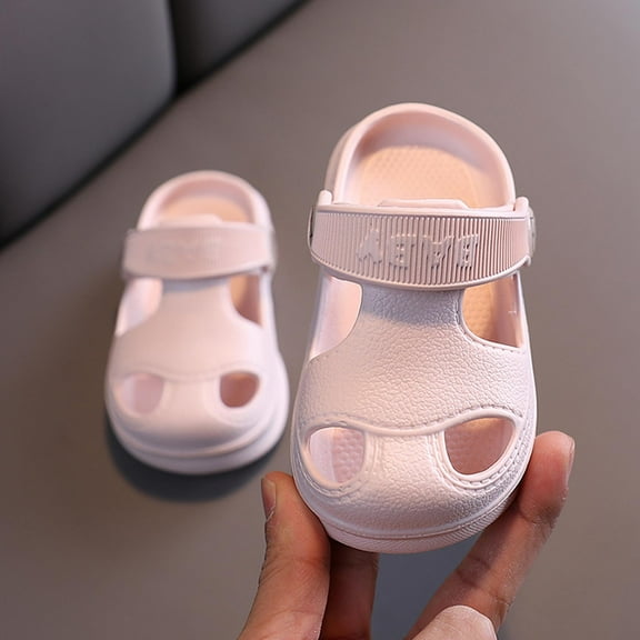 UTTOASFAY Toddler Shoes Summer Baby Hole Shoes Children Non -Slip Soft Floor Old Boys Girl Beach Sandals Pink 12-18Months