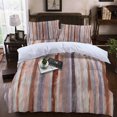 thumbnail image 2 of Pink Brown Stripes Duvet Cover Set California King Size, Abstract Pink Purple Brown Stripes 4 Piece Bedding Set with Zipper Closure & Corner Ties Soft Breathable Comforter Cover for Bedroom, 2 of 9