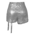 thumbnail image 4 of QHFBli Women's High Waisted Metallic Leather Wrap Mini Skirt Shorts Plus Size Cargo Skort, 4 of 5