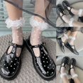 thumbnail image 4 of White Calcetines tobilleros de seda con cristales y lunares, 4 of 5