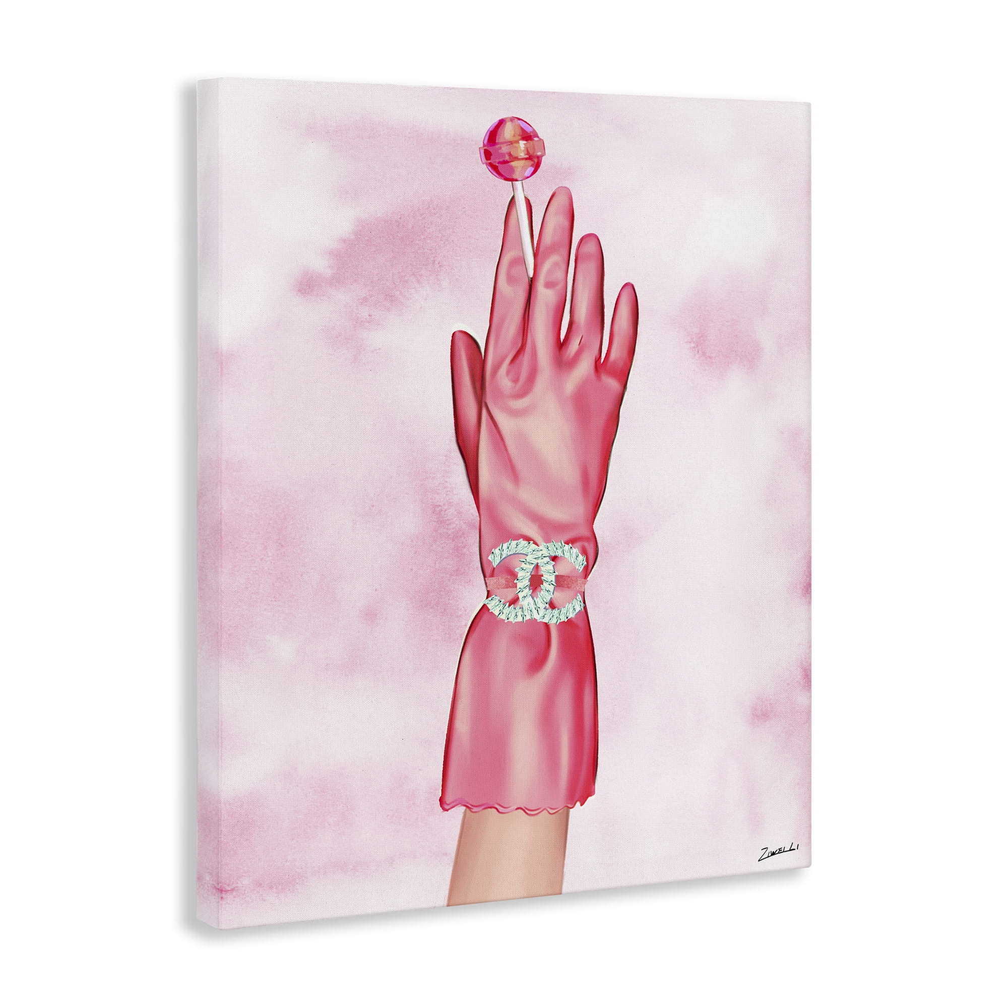 Stupell Industries Pink Glamorous Glove Fashion Painting Wrapped Canvas Art Print Wall Art, 36 x 48