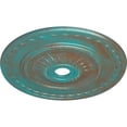 thumbnail image 3 of 29 1/2"OD x 3 5/8"ID x 1 5/8"P Sunflower Ceiling Medallion (Fits Canopies up to 5 5/8"), Hand-Painted Copper Green Patina, 3 of 5