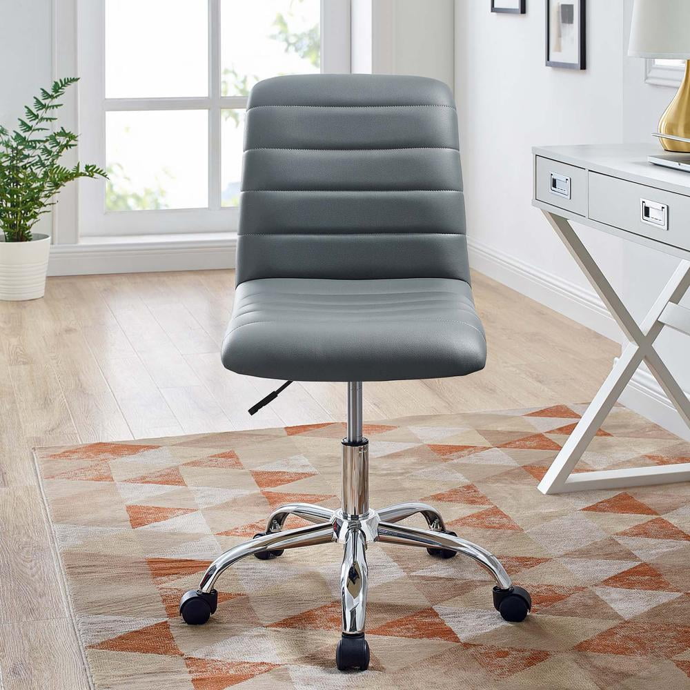 Modway Ripple Modern Vinyl Armless Mid Back Office Chair in Gray