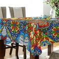 thumbnail image 3 of SKYSONIC Mexican Talavera Tablecloth Waterproof Washable Polyester Square Table Cover Durable Tablecloth for Kitchen Dining Table Party Decor (60 X 60 Inch), 3 of 7