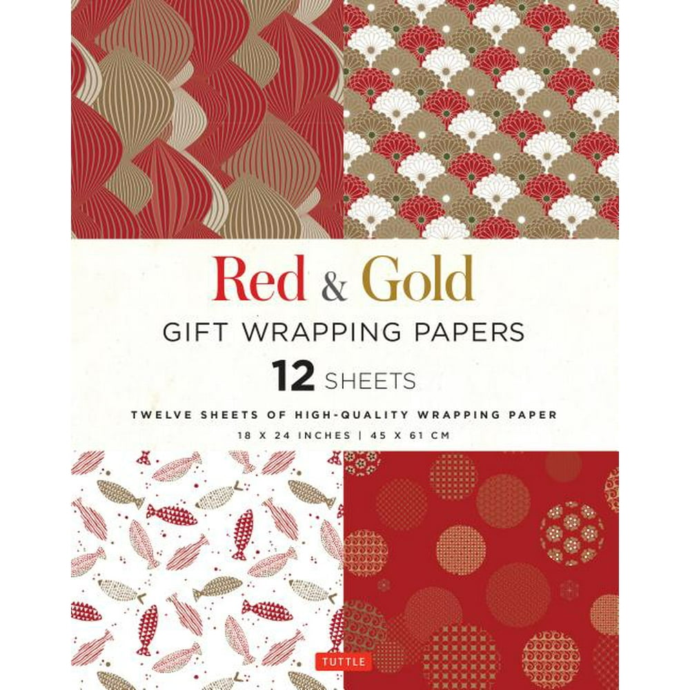 Red & Gold Gift Wrapping Papers 12 Sheets HighQuality 18 X 24 Inch