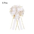 thumbnail image 3 of Uxcell 5Pcs 8" Lazos grandes de organza con borde dorado para envolver regalos de coche en blanco, 3 of 6
