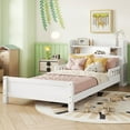 thumbnail image 5 of [Luckynote]Twin Pine Wood Bed with Bookcase Headboard ,LED Motion Sensor Light, Guardrails,White, 5 of 10