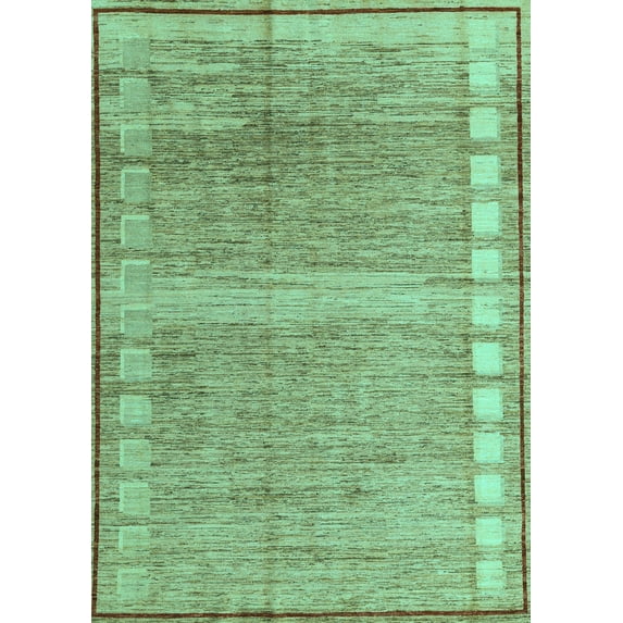 Ahgly Company Indoor Rectangle Oriental Turquoise Blue Modern Area Rugs, 2' x 3'