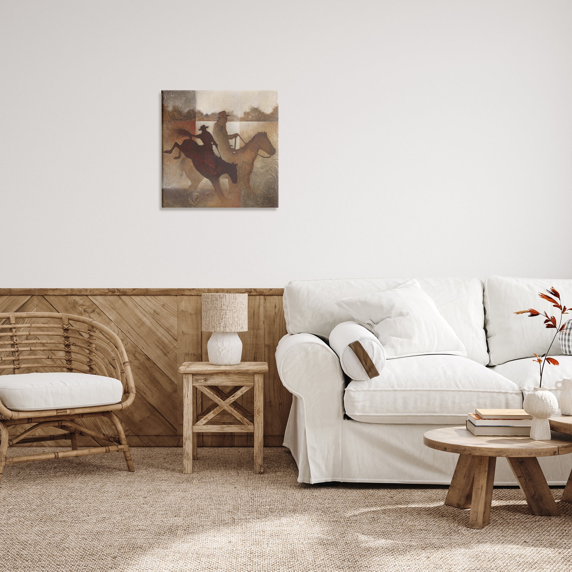 Stupell Industries Rustic Cowboy Silhouettes Animals & Insects Painting Gallery Wrapped Canvas Art Print Wall Art, 24 x 24