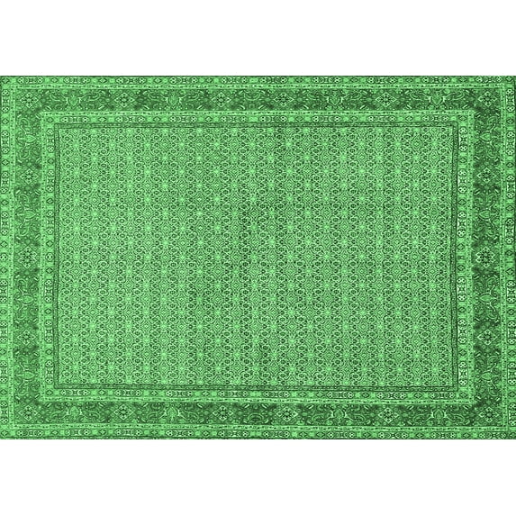 Ahgly Company Indoor Rectangle Persian Emerald Green Traditional Area Rugs, 2' x 5'