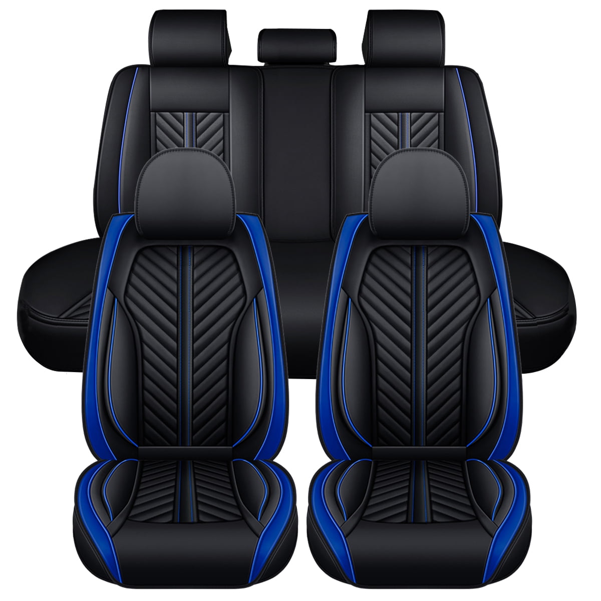 2 Pack Leather Front Car Seat Covers, Universal Sideless Car Seat  Protectors with Storage Pocket and Seat Belt Pads, Waterproof Vehicle Seat  Cover