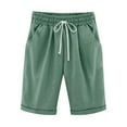 thumbnail image 5 of TRUBKH knee length shorts hiking shorts women long shorts for women womens capri pants shorts for women Shorts For Knee Length Beach Elastic Waist Comfy Long And Linen Shorts For Women Green 2 M, 5 of 5