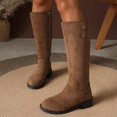 thumbnail image 2 of Taqqpue Women's Knee High Boots Plus Size Round Toe Metal Embellished Mid Heel Comfortable Long Boots for Women Size 5.5-11 Fashion Dress Shoes Fall Winter Riding Footwear Casual, 2 of 10