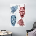 thumbnail image 1 of Kabuki Mask Decoration Tapestry, Different Colored Masks of Japanese Demoness Ornate Flowers Art, Wall Hanging for Bedroom Living Room Dorm Decor, 40W X 60L Inches, Blue Red White, by Ambesonne, 1 of 2