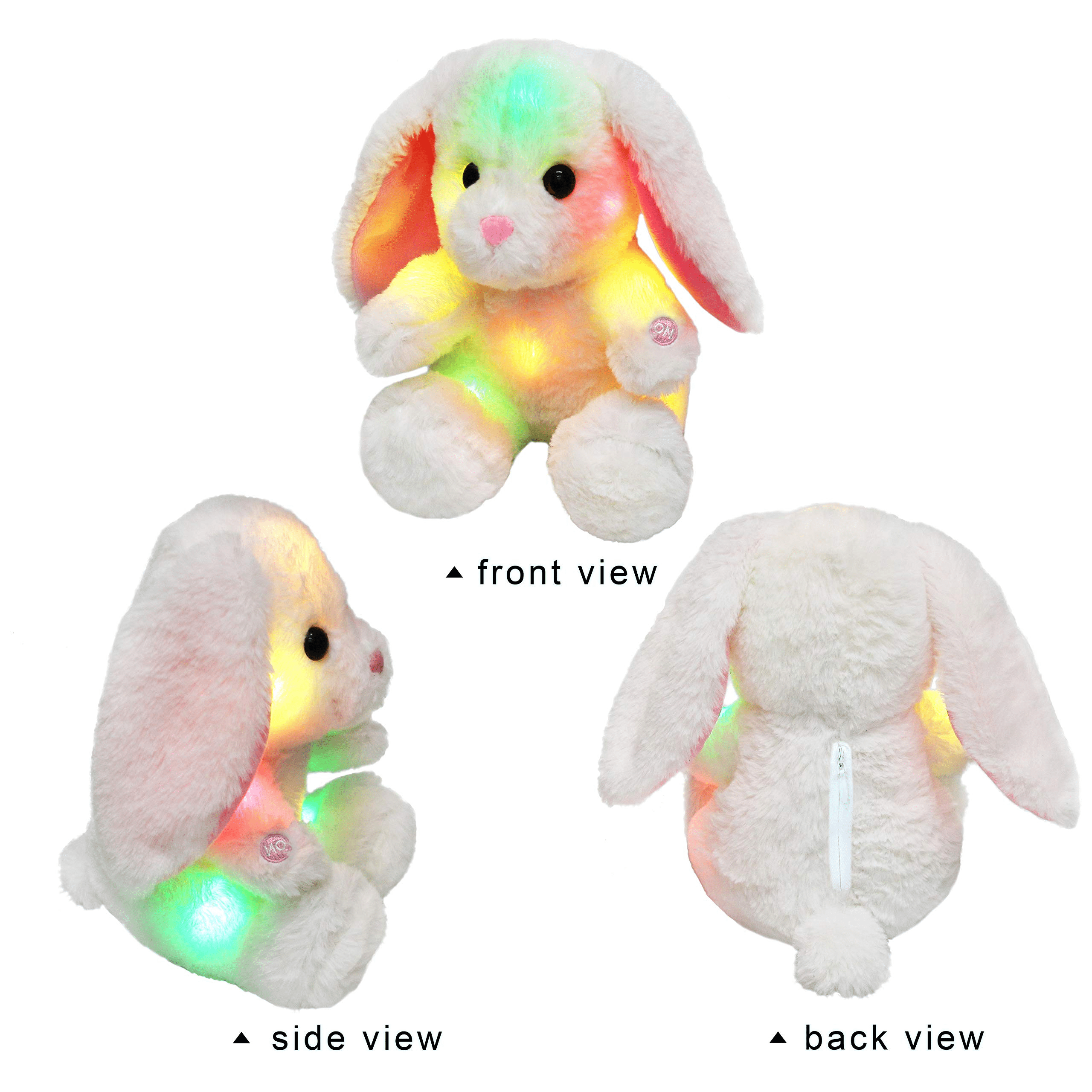 Bunny Stuffed Animal, Light up White Bunny Soft Plush Toy LED Rabbit Lop Ear Night Light Stuffed Animals Easter Birthday Easter Festival Gift for Kids Toddlers, 8''