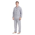 thumbnail image 4 of Amaxer Men's 100% Cotton Flannel Pajama Set, Long Sleeve Shirt with Chest & Side Pockets, Pants with Button Fly & Elastic Waistband Blue & Gray Stripes L, 4 of 7