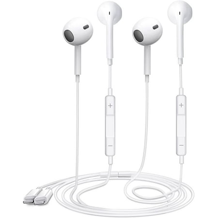 2-Pack Apple Earbuds iPhone Headphones [Apple MFi Certified] Headphones with Lightning Connector (Built-in Mic and Volume Control) Compatible with iPhone 14/13/12/11/XR/XS/X/8/7 Supports All iOS Syste