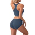 thumbnail image 4 of Wyongtao Workout Short Sets Sleeveless Neck Tank Top High Waist Gym Yoga Sets Two Piece Outfits for Women,Sky Blue M, 4 of 5