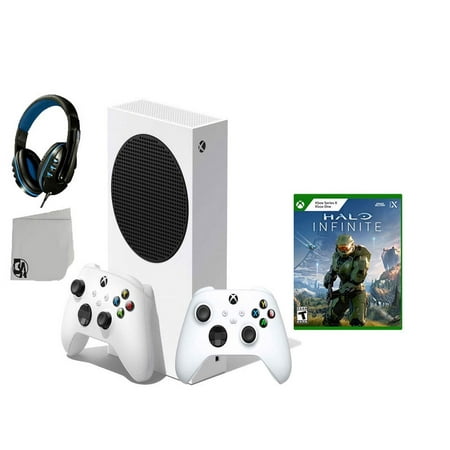 Xbox Series S Video Game Console White with Halo Infinite BOLT AXTION Bundle with 2 Controller Like New