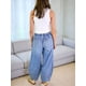 thumbnail image 5 of Pantalones Vaqueros Holgados de Cintura Alta con Cordón Elástico para Mujer Azul XL, 5 of 7