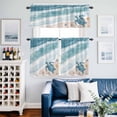 thumbnail image 5 of Watercolor Ocean Theme Beach Turtle Curtain Tier and Valance Set 3 Piece, Marine Starfish Shell 3-inch Rod Pocket Window Tier Curtains Valance for Kitchen Living Room, 5 of 9