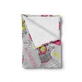 thumbnail image 2 of Train Soft Flannel Fleece Throw Blanket, Railway Station Composition Artwork in Energetic Colors, Cozy Plush for Indoor and Outdoor Use, 60" x 80", Yellow Green Hot Pink, by Ambesonne, 2 of 6