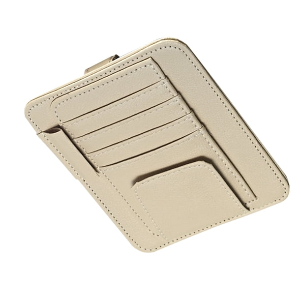 Soporte de cuero para gafas de sol para visera de coche. Clip magnético para gafas de sol para visera de coche. Organizador de gafas de sol para visera para guardar gafas, tarjetas y mascarillas.