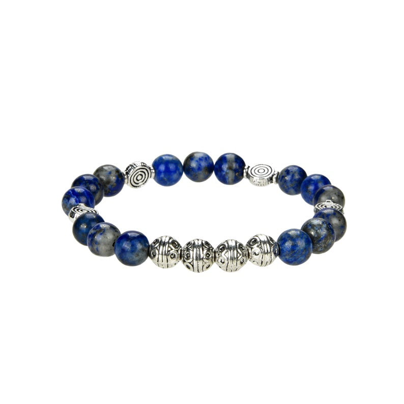 Unisex Jewelry THREE Bracelets to Layer Lapis Lazuli Stones w/Glass Beads 
