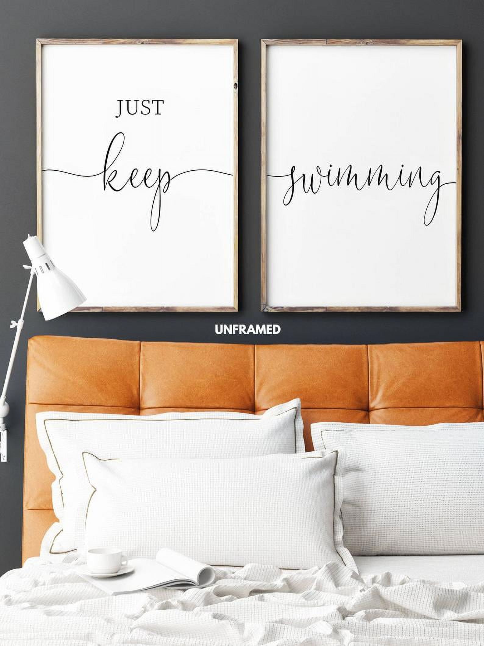 Just Keep Swimming, Set of 2 Posters, Minimalist Art, Typography Art,  Bedroom Wall Poster