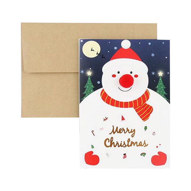 LSLJS Vintage Kraft Paper Christmas Greeting Card Blessing Gift Card with Envelope, Mini Envelope