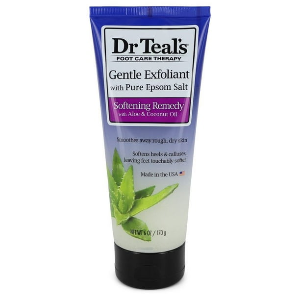 Dr Teal's Gentle Exfoliant With Pure Epson Salt by Dr Teal's Gentle  Exfoliant with Pure Epsom Salt Softening Remedy with Aloe & Coconut Oil  (Unisex) 6 oz for Women Pack of 3 -