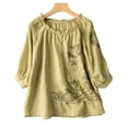 thumbnail image 4 of Bixock Maternity's Tops 3/4 Sleeve Crew Neck Plus Size Loose Casual Maternity Shirt Pregnancy Blouse Summer Maternity Clothes, 4 of 7