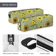 thumbnail image 4 of Fotbe Sage Green With Sunflowers Pattern Leather Pencil Case, Pencil Pouch with Durable Zipper, Compact and Stylish Organizer for Stationery, Art Supplies, Travel Essentials, 4 of 7