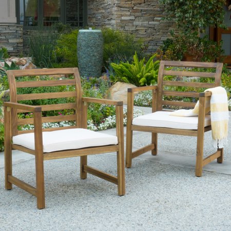Acacia Wood Club Chairs / Poolside or Porch Use / Comfortable Outdoor Seating