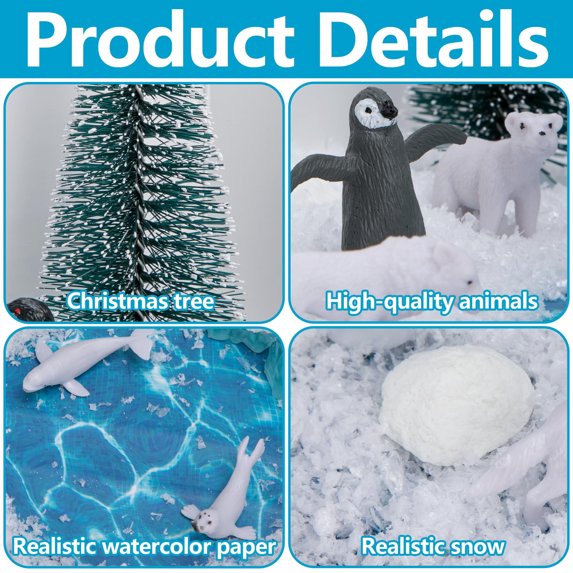 Ebaokuup 30 Pcs Arctic Animal Diorama Kit with Polar Bear & Penguin for Crafts